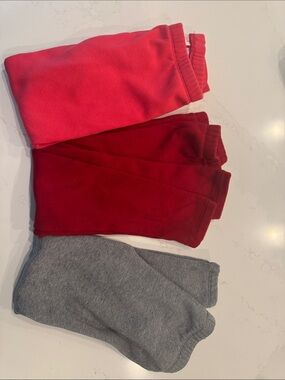 Cat & Jack Fleece Joggers in Bright Pink, Red & Gray
